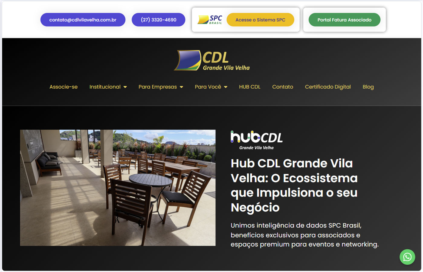Screenshot do site CDL Grande Vila Velha
